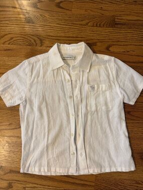 Abercrombie & Fitch White Short-Sleeve Button-Front Shirt